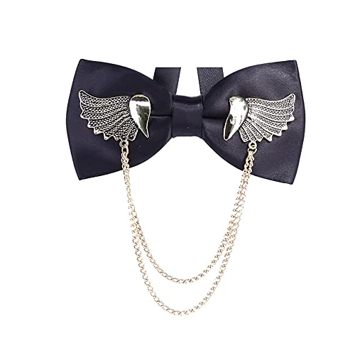 Men's Pre-Tied Bow Ties for Wedding Party Metal Golden Wings Bowtie Solid Tuxedo Bowtie Adjustable Bowties Necktie