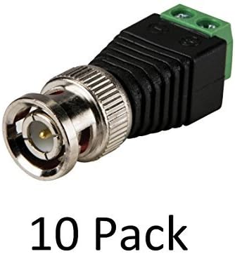 10 Pack - BNC Male to Screw Terminal Connector Adapter Video Balun for CCTV Security Surveillance