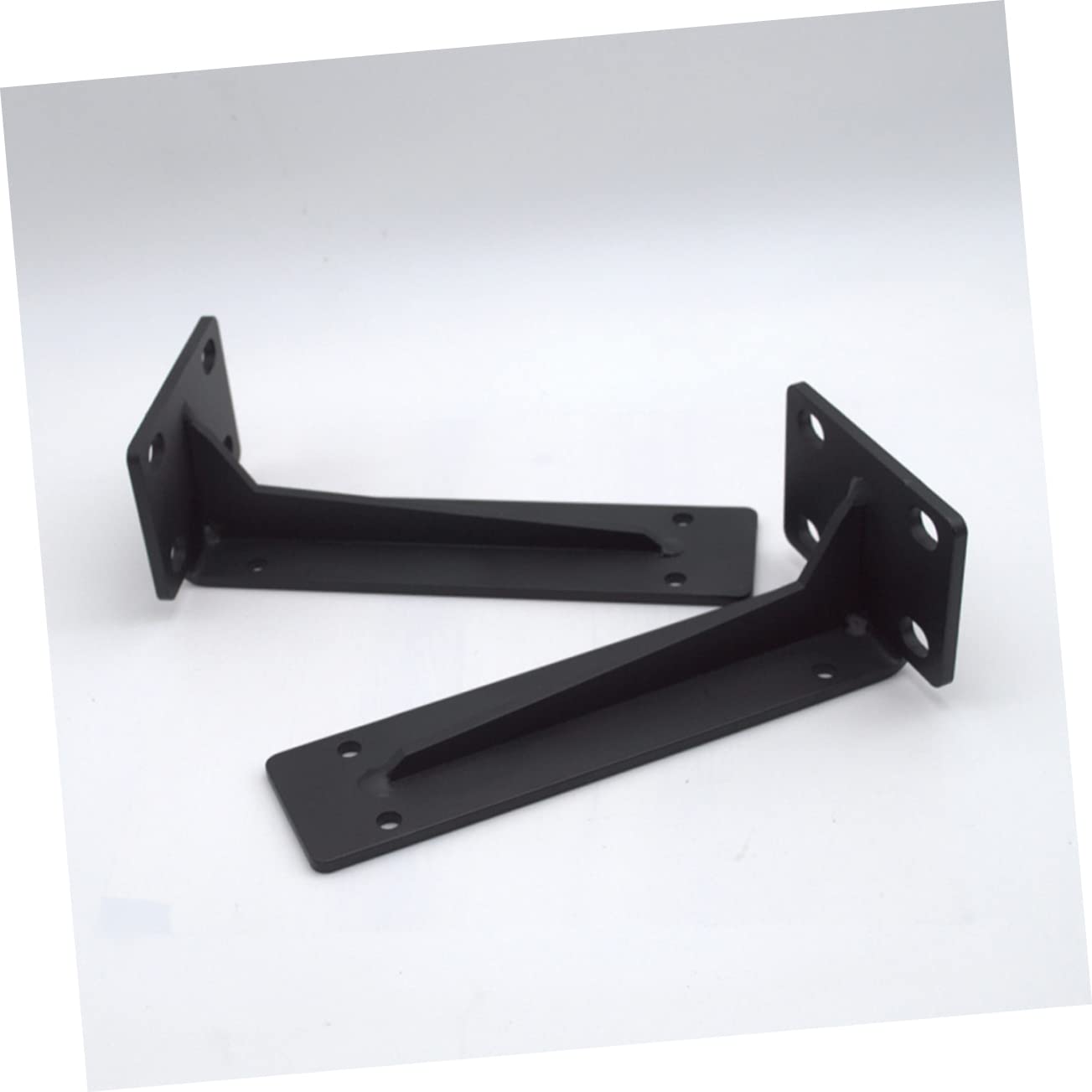 Tofficu 2 Soportes Angulares para Estante de Pared, Acero Laminado en Frío Negro, Estructura Triangular de 90°, Adecuado para Cocina y Taller