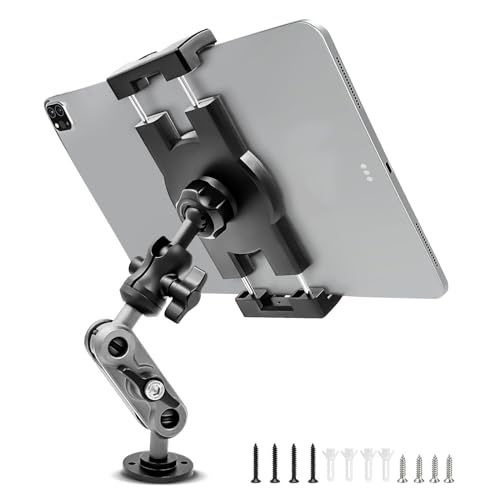 Aluminum Heavy Duty Drill Base Tablet Holder Car Mount Dashboard, 360° Adjustable 2-Stage Stand for 4.7-12.9" iPad Pro/Air/Mini/Galaxy Tab, for Car Truck Wall Desk Commercial Vehicle by Porfortop - Used condition - CA$23.32