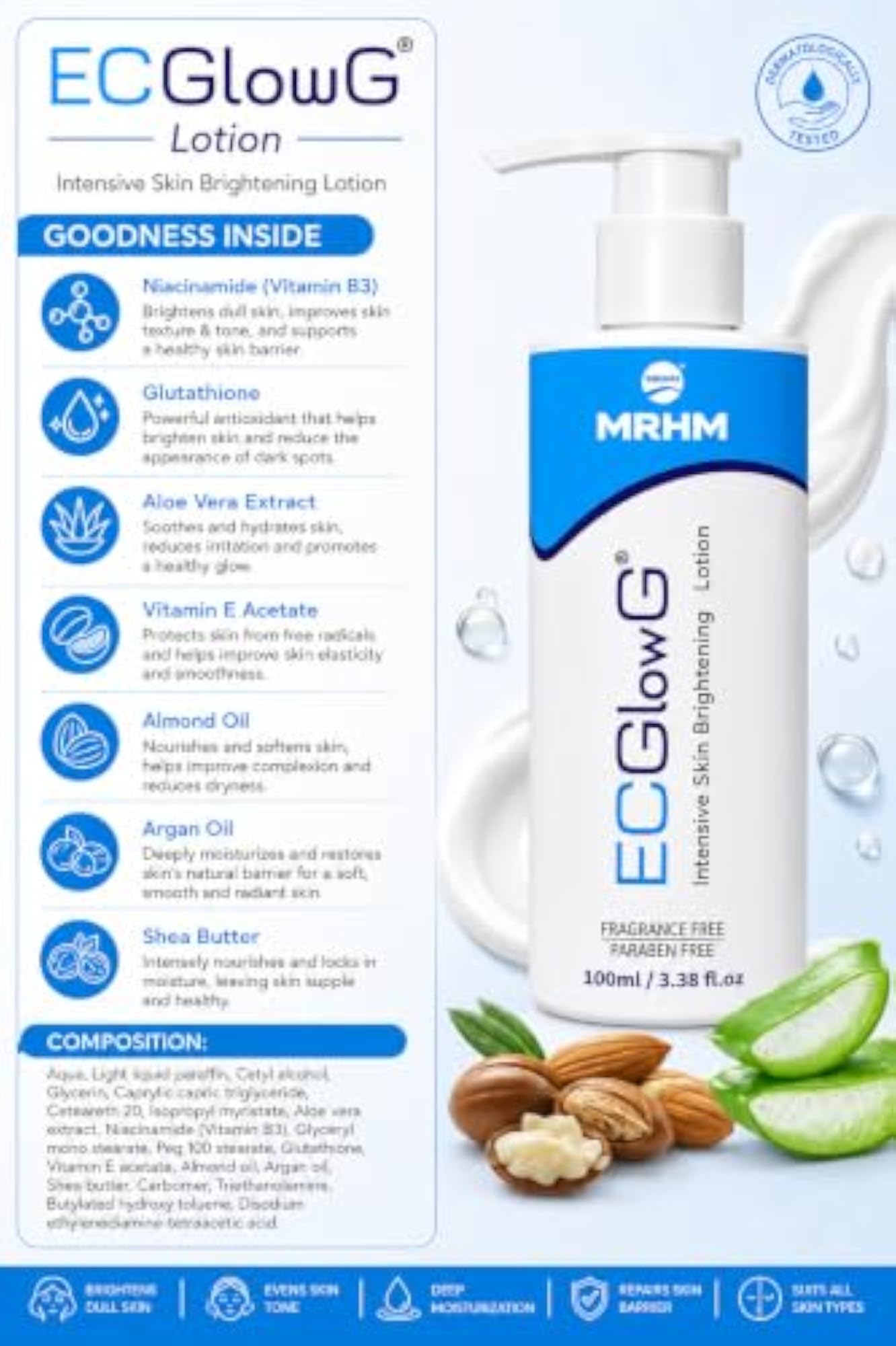 ECGlow G Body Lotion, Pigmentation Reducing Formula