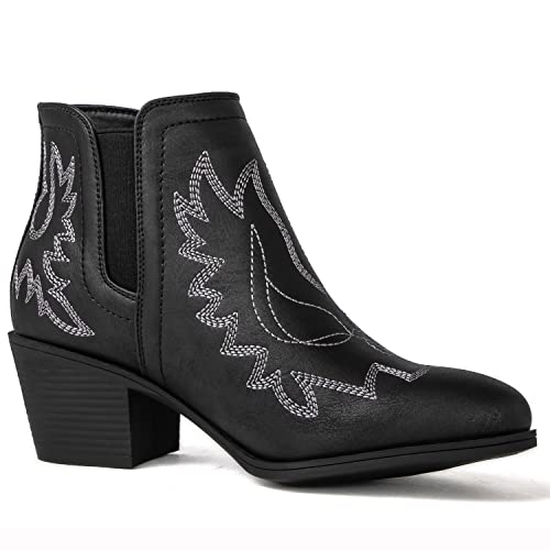 Globalwin Women's Black Pull On Ankle Boots The Western Cowboy Cowgirl Boots 9.5M #TOP2
