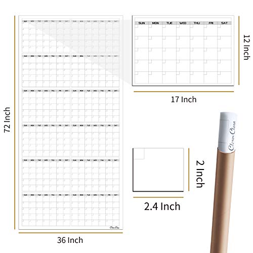 Large Reusable Dry Erase Wall Calendar - 36"x72" 2021 Undated Yearly Planner for Home, Office, School Projects - Jumbo Laminated Task Organizer (Vertical)