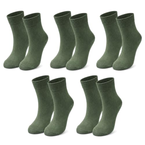 tittimitti 98% Organic Cotton Children Kids Boy's Girl's Socks (5-pack) (US, Age, 1 Year, 2 Years, Khaki)