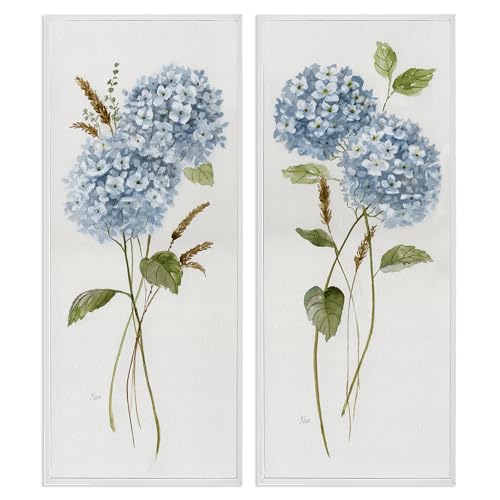 Blue Hydrangea Cottage Floral, 13 x 30 Inch Framed Giclée Print Set