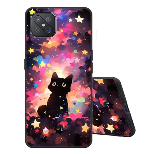 Sinyunron Cover Compatible con OPPO A92S 5G Custodia TPU in Silicone Morbida e Sottile con Antiurto,Anti-Graffio,Opaca Posteriore con Carina Estetica Motivo Disegno-Gattino-A