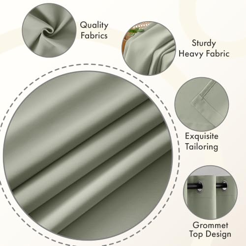 Image of MIULEE Sage Green Blackout Bedroom Curtains 90 Inch Long Light Blocking | Grommet Top, Room Darkening Window Drapes, Privacy Protection, Thermal Insulated, Heat Blocking