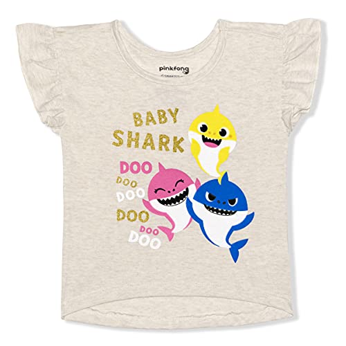 Nickelodeon Baby Shark Girls’ 2 Piece T-Shirt And Short Pants Set For Infant And Toddlers - Beige/Pink #TOP1