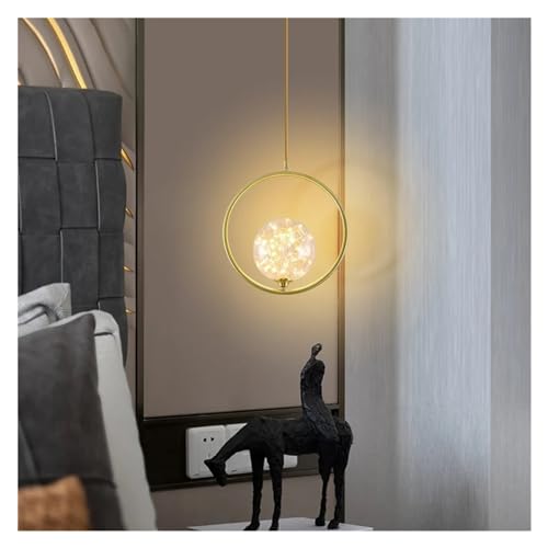 Lampe suspendue de chevet chambre à coucher luminaire doré chaud