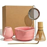 Matcha Whisk Set 5 pcs 18 oz Tea Making Bowl Kit Great for Starter Pink