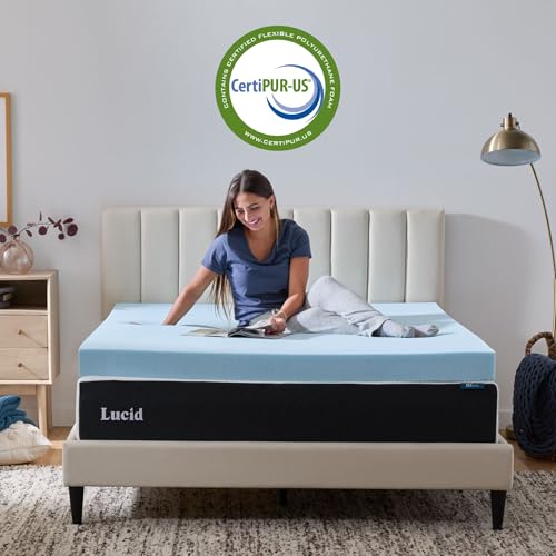 Lucid 4 Inch Memory Foam Mattress Topper, Queen Size – Cooling Gel Bed Topper – Preassure-Relieving Ultra Plush Feel – Ventilated Breathable Design – CertiPur Certified - Dorm Room Essentials by LUCID - Image 5