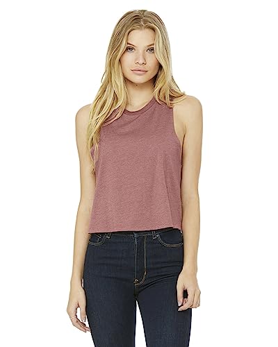 Bella + Canvas Ladies' Racerback Cropped Tank M HEATHER MAUVE