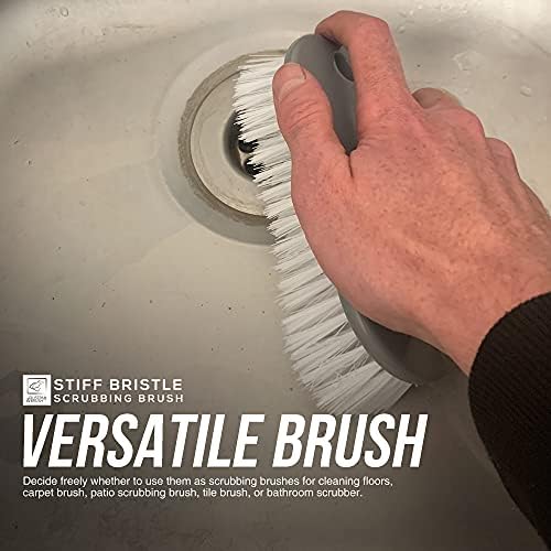 Pack of 3 Scrubbing Brush  Plastic Scrubbing Brushes for Cleaning, Easy Grip Stiff Bristle Brush to Clean and Scrub Floors, Carpets, Kitchen, and Bathroom