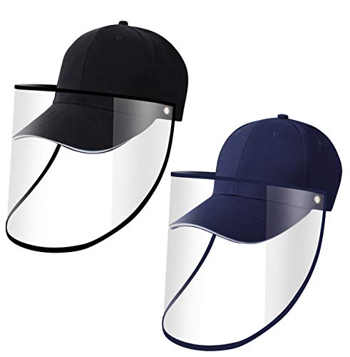 PixHOTUL Lot de 2 casquettes de baseball avec protection intégrale amovible et réglable pour adolescents et adultes -  Bleu - Taille Unique