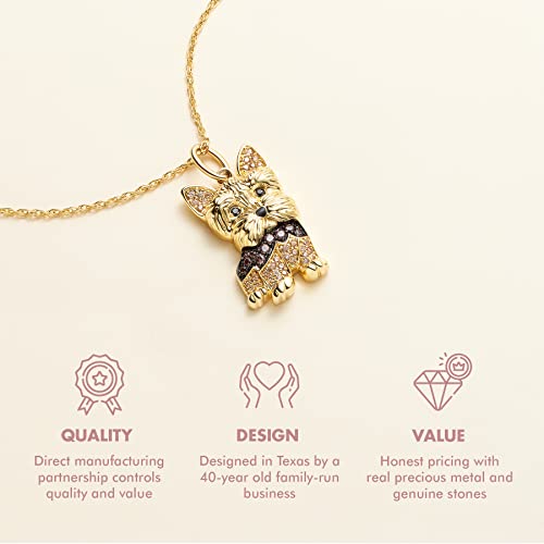 Scamper & Co Dog Breed Pendant Necklace For Women And Girls - Genuine Gemstone And Cubic Zirconia Puppy Charm, Premium Sterling Silver Jewelry Gift For Dog Moms, Real 18K Yellow Gold Or Rhodium Plating, 18 To 20 Inch #TOP2
