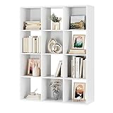 Cube Storage Organizer, 12 Cube Bookcase with Wooden Frame, Open Closet Standing Book Shelving...