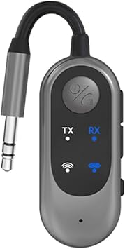 Wireless Audio Transmitter Receiver 2 In 1 5.3 With 3.5mm Aux For TV Car Airplane PC Headphones Gym Equipment Grey