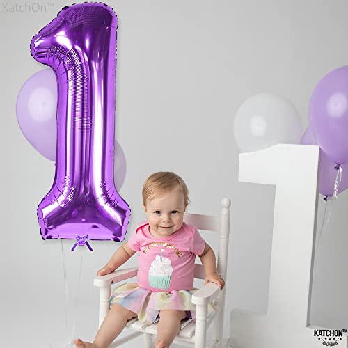 Image of Katchon, 40 Inch Purple Number 1 Balloons For 1st Birthday Decorations