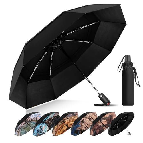 Trenovo Travel Umbrella for Rain - 2023 Pro-Series Compact Umbrella, Small Umbrella for Backpack, Portable, Lightweight, Windproof, Heavy Duty, Automatic Folding Umbrella