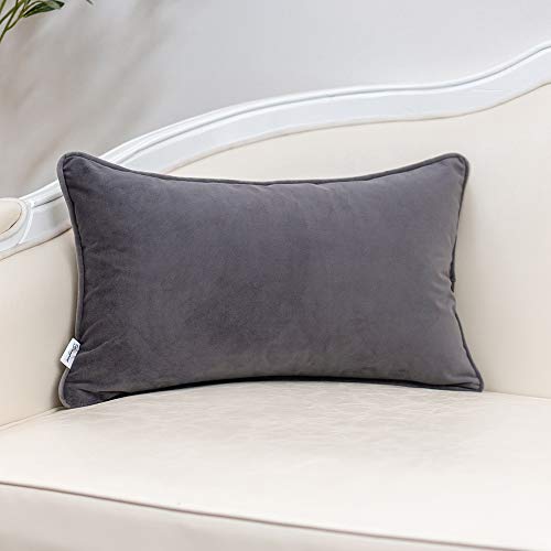 Yangest Grey Striped Velvet Lumbar Throw Pillow Cover Multicolor Textured Bohemian Cushion Case Modern Neutral Rectangular Pillowcase For Sofa Couch Bedroom Living Room Home Decoration, 12X20 Inch #TOP1