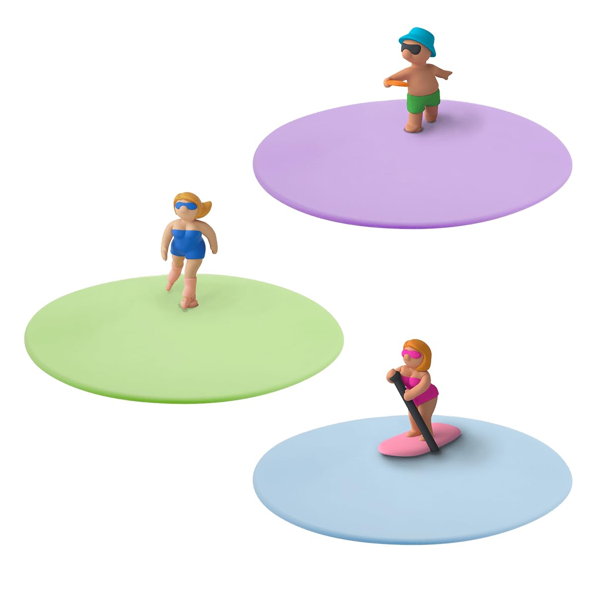 LURCH Mein Deckel Summer Fun Set of 3 Glass Covers BPA-Free Platinum Silicone Diameter 10.5 cm