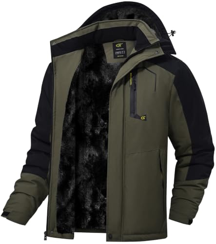 Image of QPNGRP Mens Waterproof Fleece Ski Jacket Windproof Winter Snow Coat