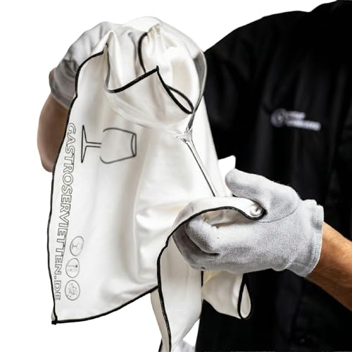 Gastroservietten.de Mikrofaser Poliertuch 50 x 65 cm, 100% fusselfrei, streifenfrei für Gläser und Edelstahl, ideal für die professionelle Gastronomie