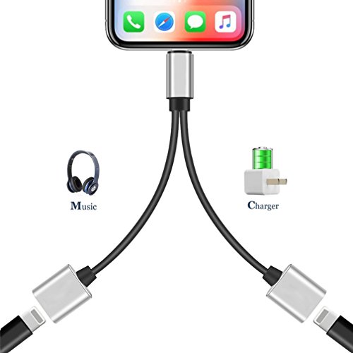 Cdyle Compatible 2 in 1 Headphone Jack Adaptor Aux Earphone Stereo Jack Adapter Ports Support Audio + Phone Call + Volume Control .Replacement for Phone X/7/7P/8/8P/10