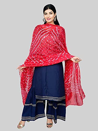 Image of PK HUB Women's Jaipuri Rajasthani Art Silk Bandhej Bandhani Dupatta