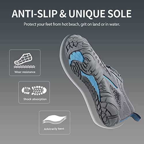 Watelves Men's Barefoot Outdoor Athletic Shoes - Trail Running, Climbing, Boating, Hiking, Walking, And Water Sports (Grey, 41) #TOP4