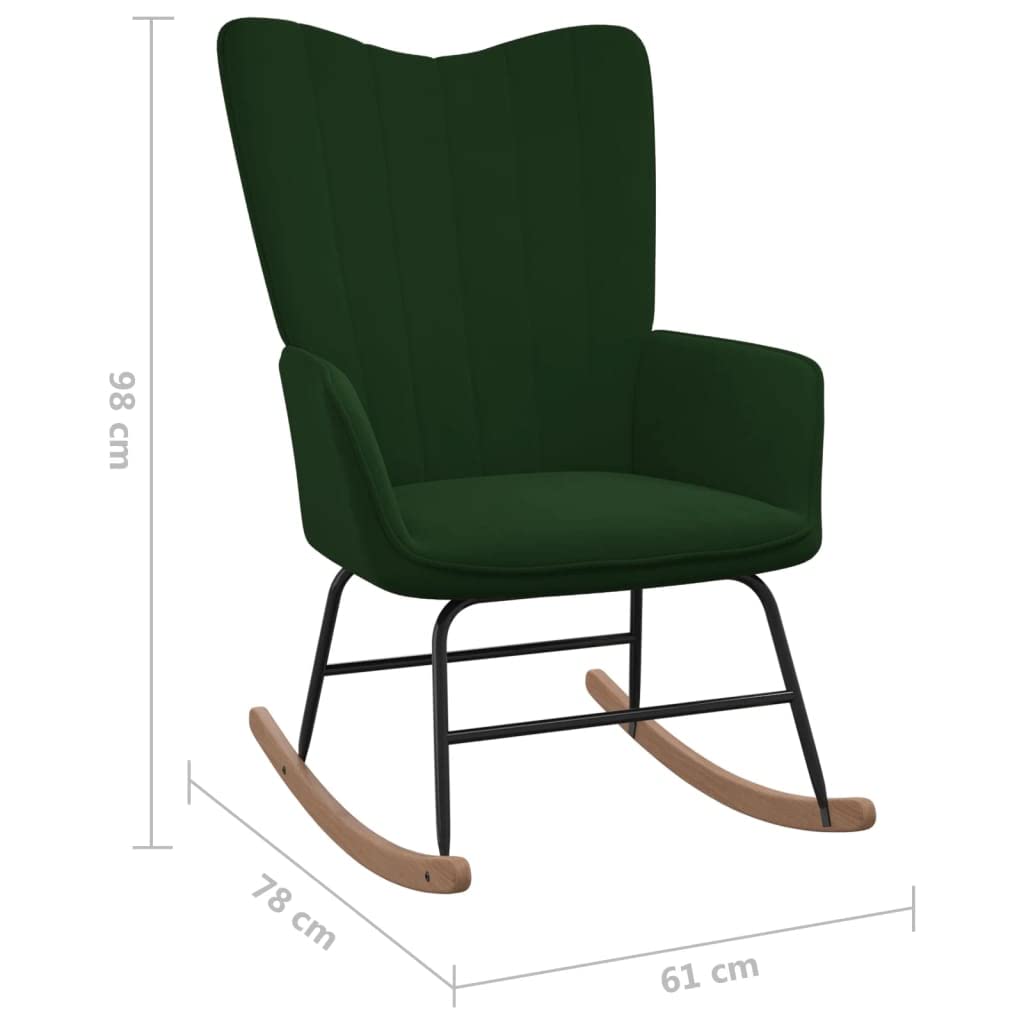 Silla mecedora verde oscuro de terciopelo, mecedora de interior, sillón balancín rocking sofa apto para salón, dormitorio, balcón