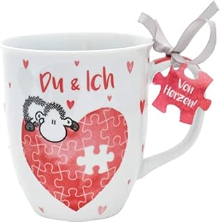 Sheepworld 45321 filiżanka do kawy z napisem Du und Ich, z zawieszką na prezent, 40 cl, porcelana