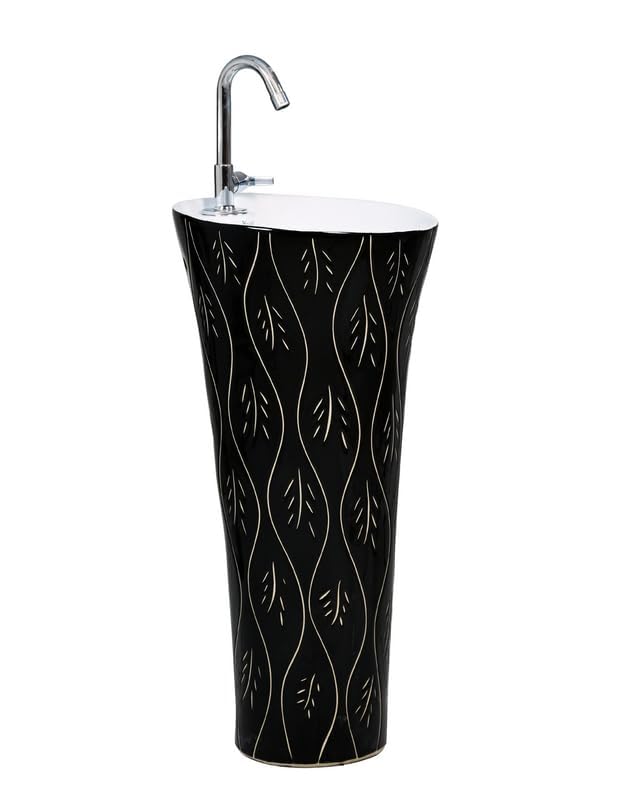 Image of Clay Plus TM Premium Ceramic's Designer Damru Pedestal Wash Basin Elegent Look Bathroom /Living room (TM01)