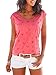 Produktbild Uniquestyle Damen Sommer T-Shirt Kurzarmshirt mit Sternen Druck Rundhals Lässige Stretch Bluse Tops Oberteil Shirts Rot M