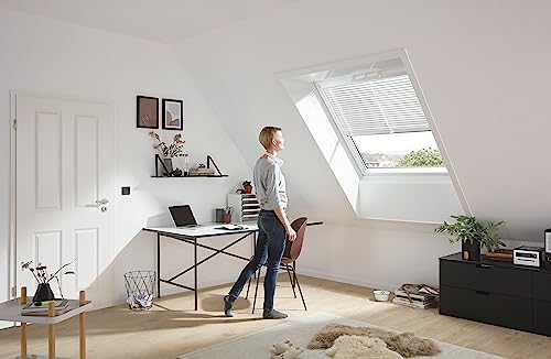 Roto Original Jalousette ZJA Dachfenster - Führungsschiene Silber - Manuelle Bedienung - Jalousie für Baureihe Q - Größe 114/140 | 11/14 - Stofffarbe Weiß