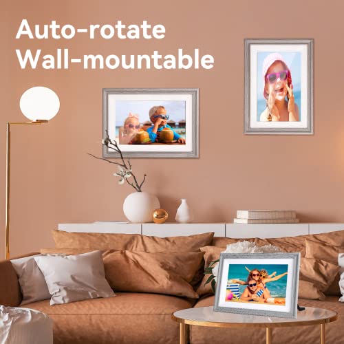 Frameo Wifi Digital Photo Frame, 10.1 Inch Smart Digital Picture Frame 16Gb 1280X800 Lcd Touch Screen Auto-Rotate Wall-Mountable, Easy Setup Share Photos Video Via Frameo App Ideal Gifts-Grey #TOP4