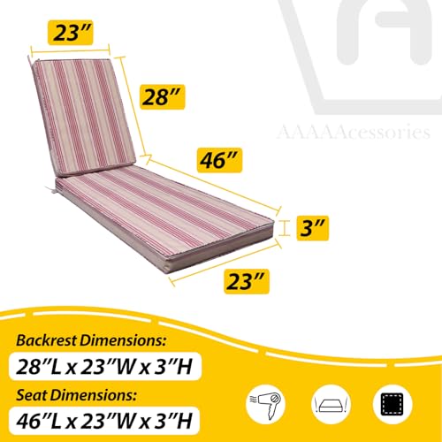AAAAAcessories Outdoor Chaise Lounge Cushions, 74 x 23 x 3 in, Set of 1 by AAAAAcessories - Used condition - Image 5
