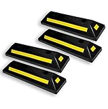 VaygWay Heavy Duty Rubber Parking Curb Guide –Car Parking Block - 2 Pcs Driveway Car Garage Wheel Stopper- Professional Grade Parking w/Yellow Reflective Tape Curb– Universal (Black + Yellow 4 Pc.)