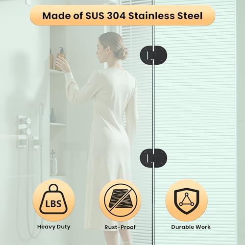 Alise Glass Shower Door Hinge,180 Degree Hinge for Bathroom Door,(Black,1P) — view 2