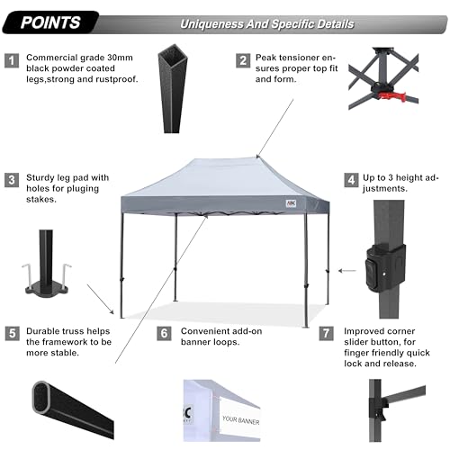 Image of ABCCANOPY Patio Pop Up Canopy Tent 10x15 Commercial-Series (Gray)