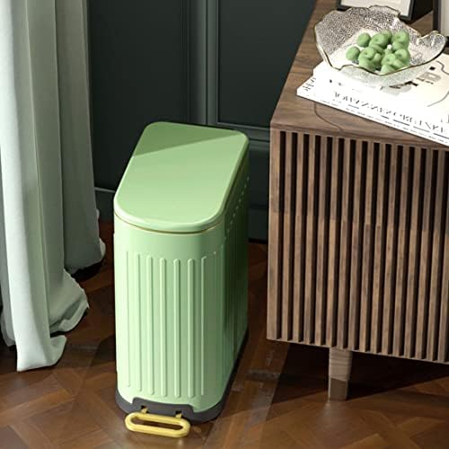 10 Liter Trash Can with Lid Soft Close, Small Stainless Steel Step Trash Bin for Bathroom, Slim Garbage Can with Inner Waste basket for Bedroom, Office, Kitchen ( Green )