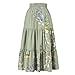 Women’s Ruffled Hem A Line Flowy Skirts with Pockets Elastic Waist Lightweight Midi Skirt Casual Drawstring Outfits