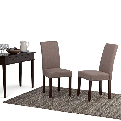 Simplihome Acadian Transitional Parson Dining Chair (Set Of 2) In Light Mocha Linen Look Fabric #TOP2
