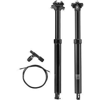 ReachMall Adjustable Telescopic Seat Post Aluminum Alloy Remote Control Seat Tube Internal Cable Management Dropper Seatpost for Mountain Bike Black