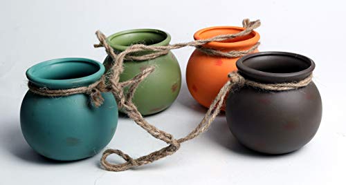 Infun 4Pcs 4.0 Inch Hanging Succulent Planters Dangling Ceramic Pot Wall Or Ceiling Mount Hanging Ceramic Plant Pot Hanging Planter Hanging Pendant Hanging Basket Succulent Planter/Succulent Cactus/ thumb #2