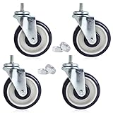 NORJIN 4 Pack 5 Inch Shopping Cart Replacement Wheels, Threaded Stem Casters 1/2