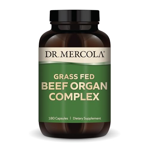 Dr. Mercola Grass Fed Beef Organ Complex, 30 Servings (180 Capsules), Dietary Supplement, Supports Immune & Circulatory Functions, Non-GMO