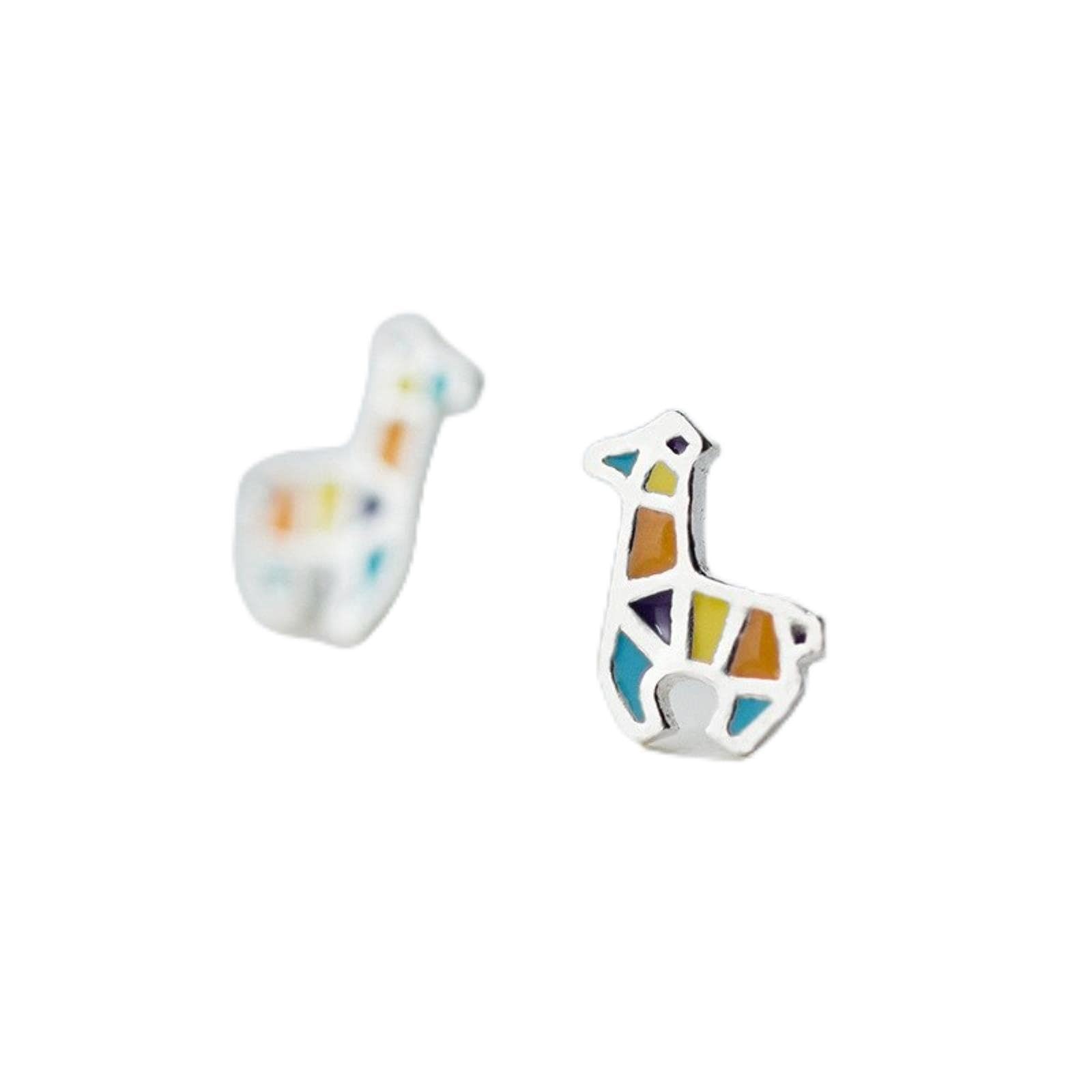 Boucles d'oreilles cheval en argent 925 et émail multicolore, le cadeau idéal pour femme