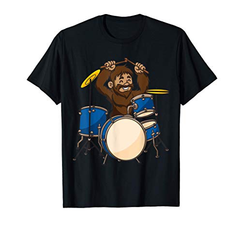 Funny Bigfoot Drummer T Shirts for Men Women Boys Gifts Camiseta