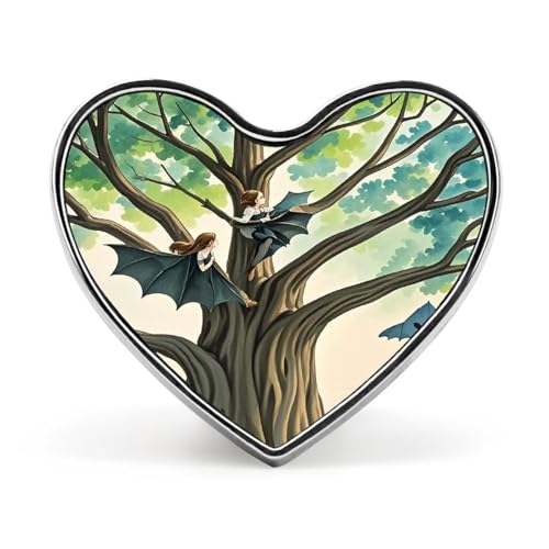 Fairy on The Bat Button Pin Classic Cute Heart Shape Brooch Exquisite Fashionable Badge Elegant Lapel Pin Personalized Pins Button for Clothing Backpack Hat Jackets Decorate